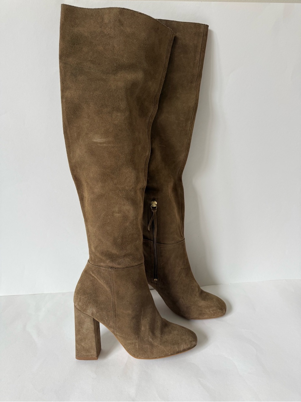 Free People Brown Suede Over-the-Knee Heeled Boots - Women